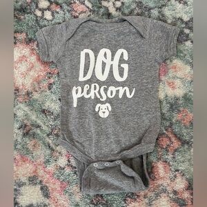 Boutique Gray ‘Dog Person’ Onesie, 6mo
